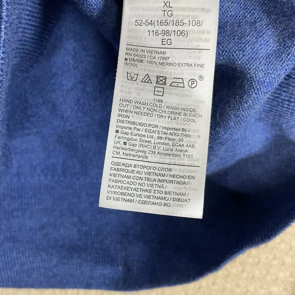 Banana Republic‎ Baruffa Italian Yarn Merino Wool Sweater Mens XL Blue Crew Neck